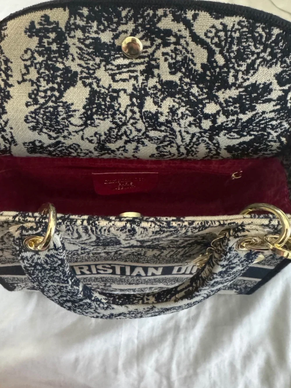 New Designer Inspired Toile Embroidered Tote